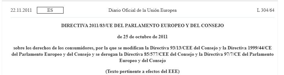 derecho de desestimiento directiva europea