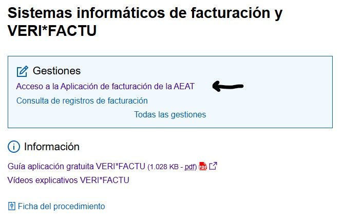 web oficial verifactu en hacienda